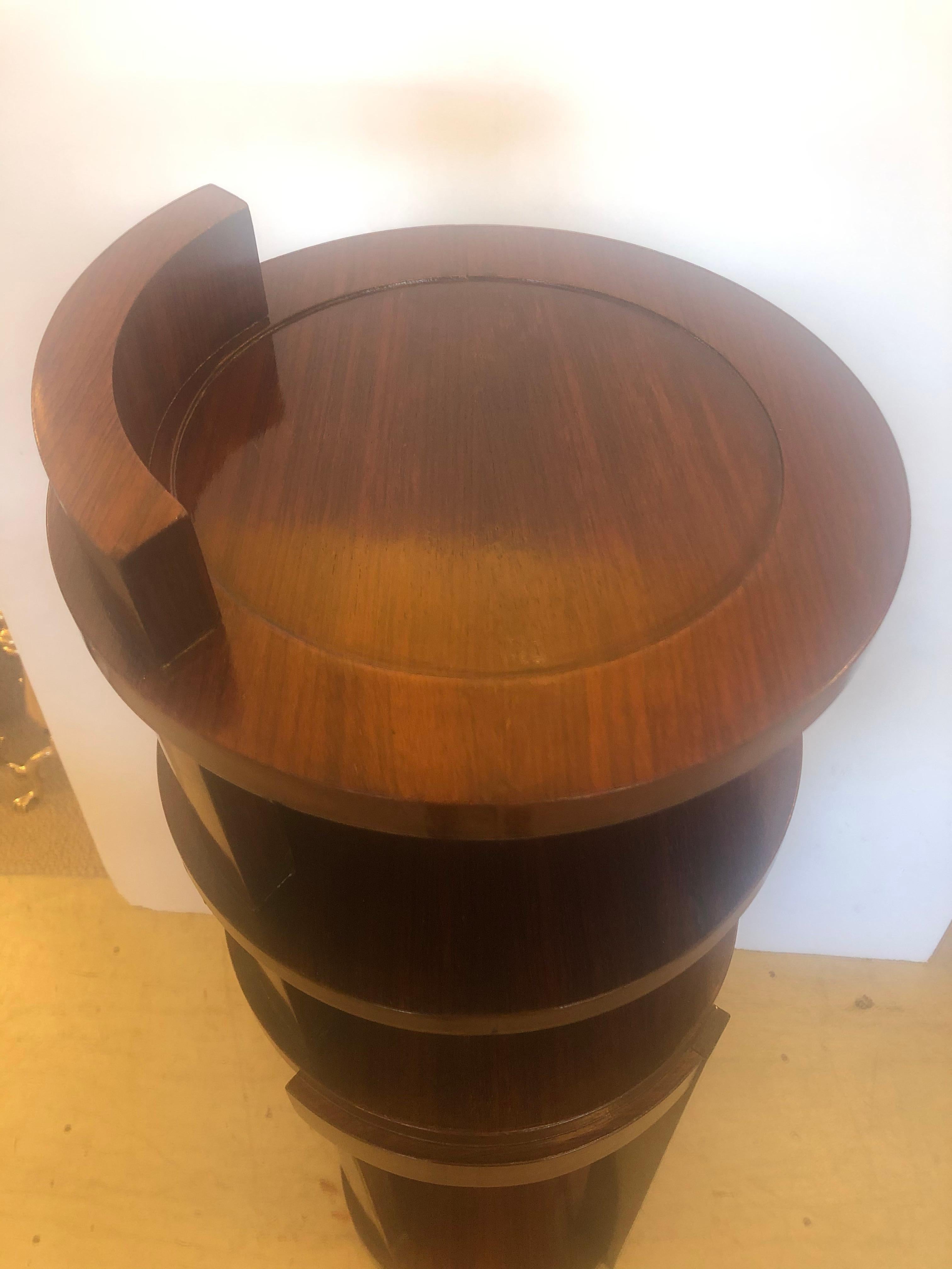 Stylish Art Deco Circular 4 Tier Rosewood Étagère End Table Stand 1