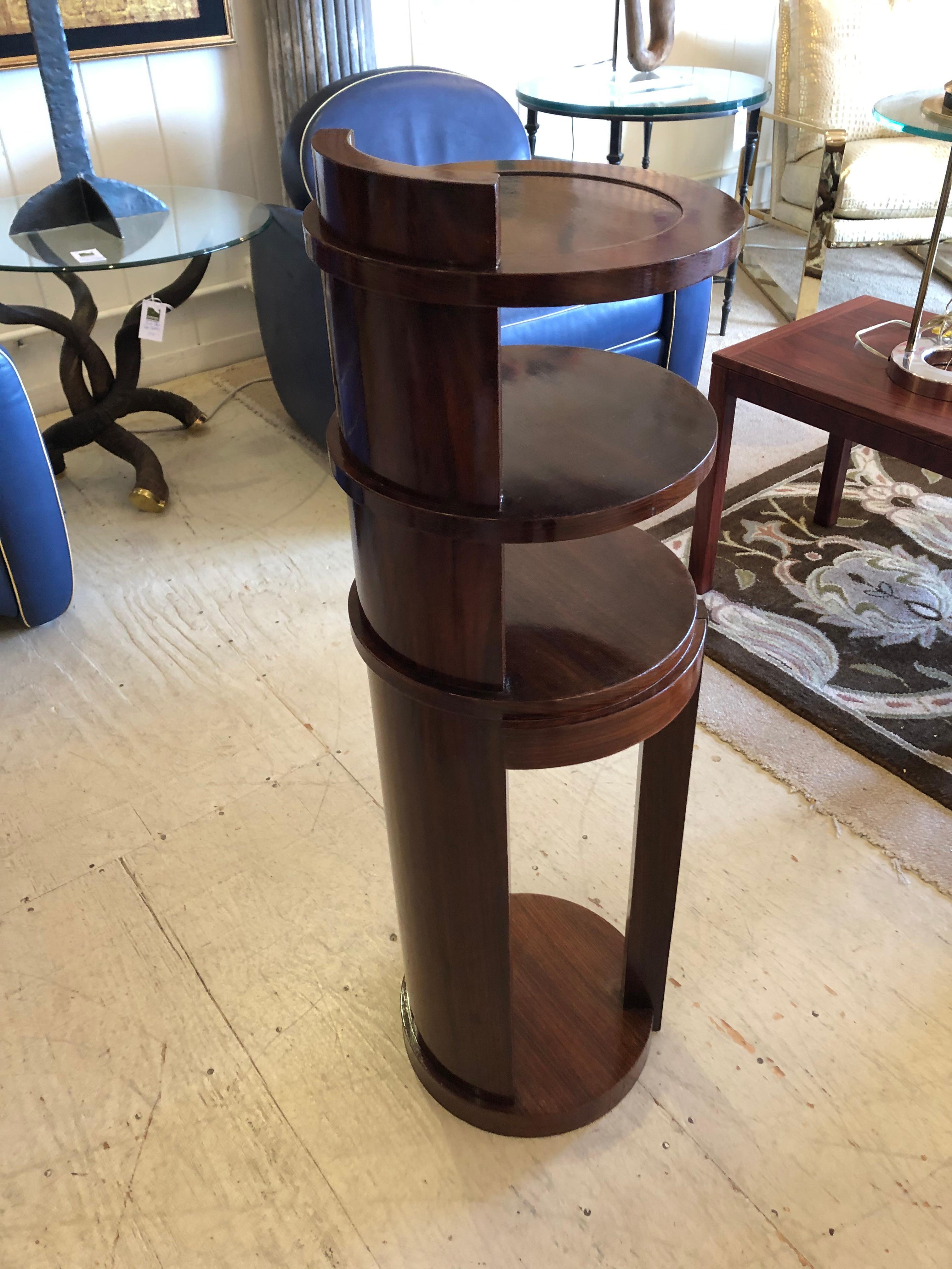Stylish Art Deco Circular 4 Tier Rosewood Étagère End Table Stand 2
