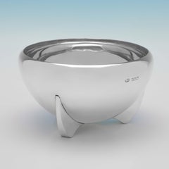 Elegante cuenco de plata de ley con diseño Art Déco, Sheffield 1934 John Round & Son