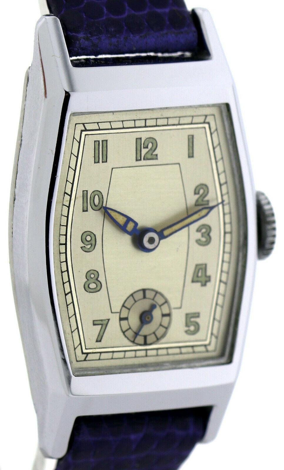 Men's Stylish Art Deco Gents Wristwatch Old Stock, Never Worn, circa 1930