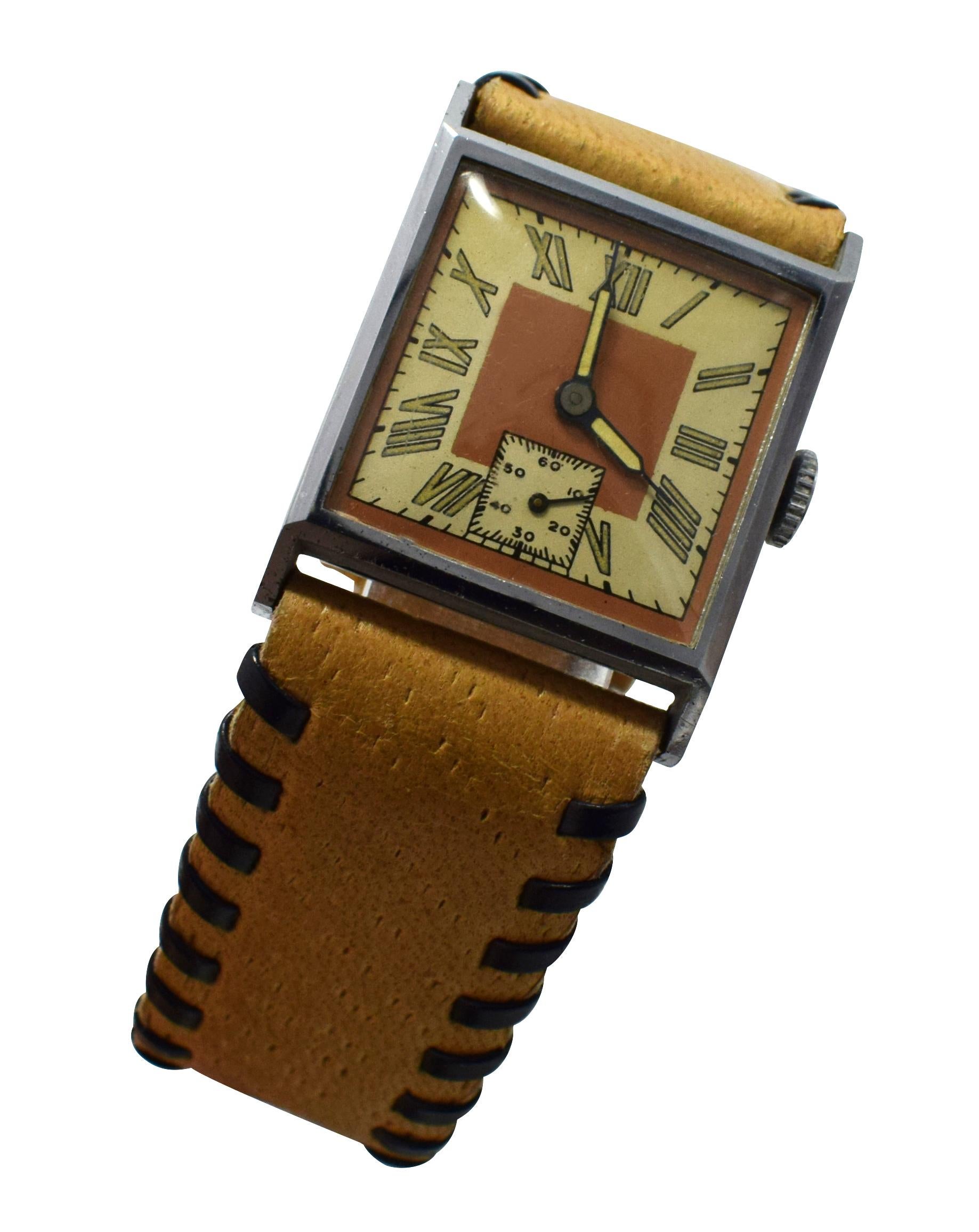 Stylish Art Deco Gents Wrist Watch Old Stock Never Worn, circa 1930 1