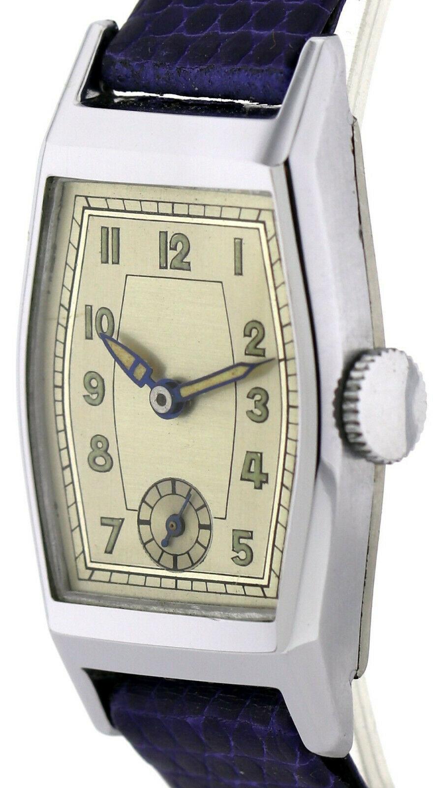 Stylish Art Deco Gents Wristwatch Old Stock, Never Worn, circa 1930 1