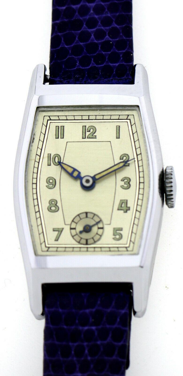 Stylish Art Deco Gents Wristwatch Old Stock, Never Worn, circa 1930 5