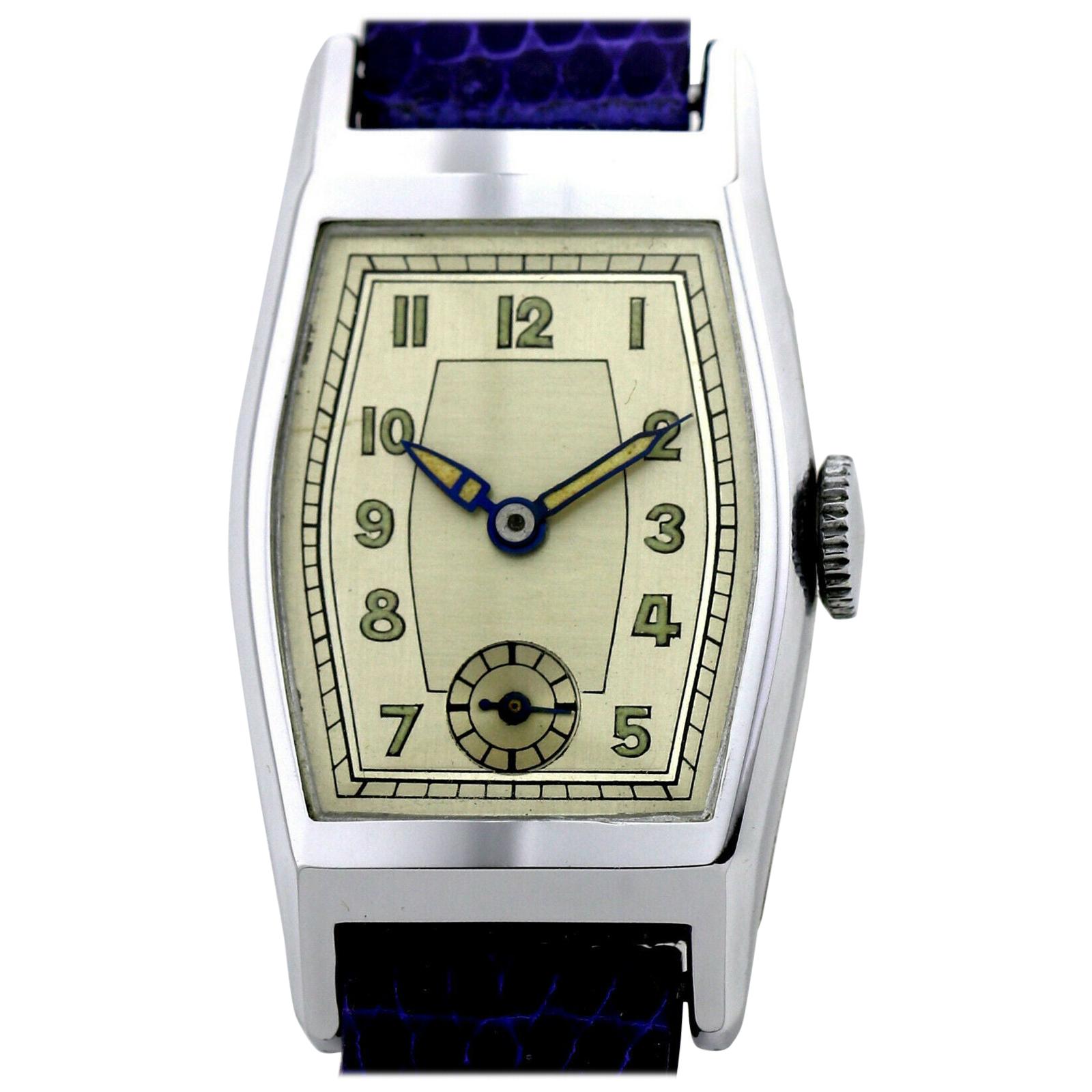 Stylish Art Deco Gents Wristwatch Old Stock, Never Worn, circa 1930
