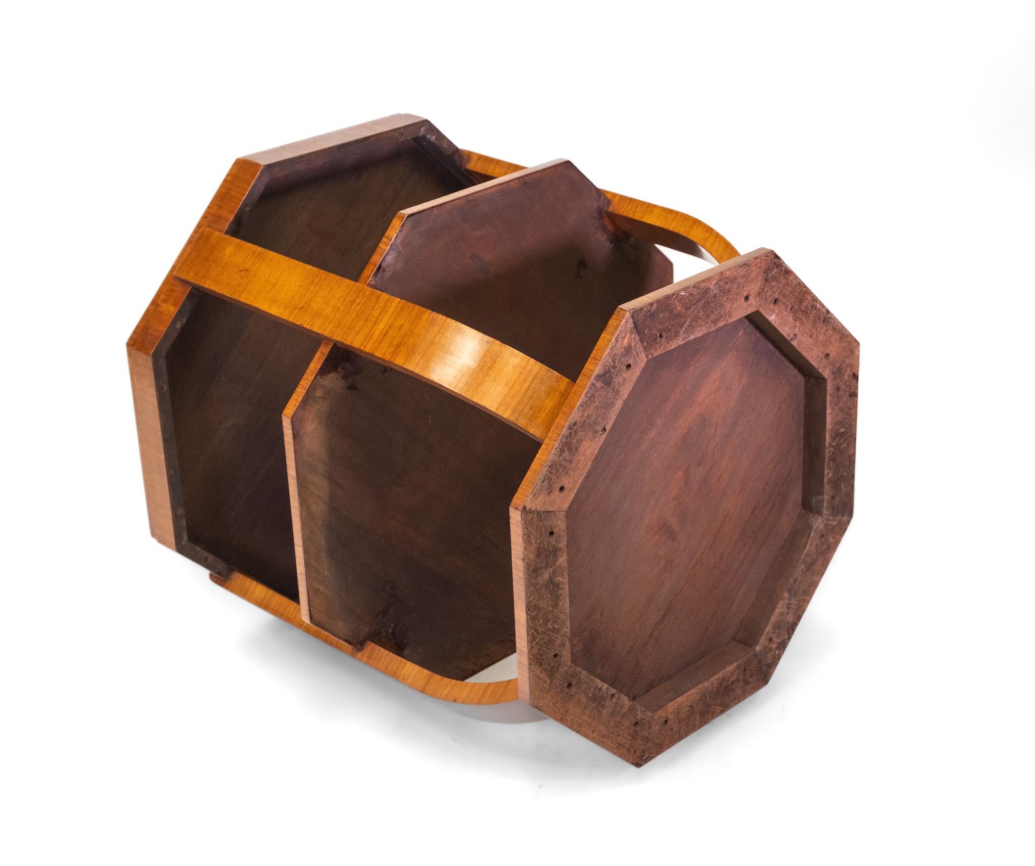 Stylish Art Deco Geometric Pattern Walnut Large Octagonal Coffee Table For Sale 8