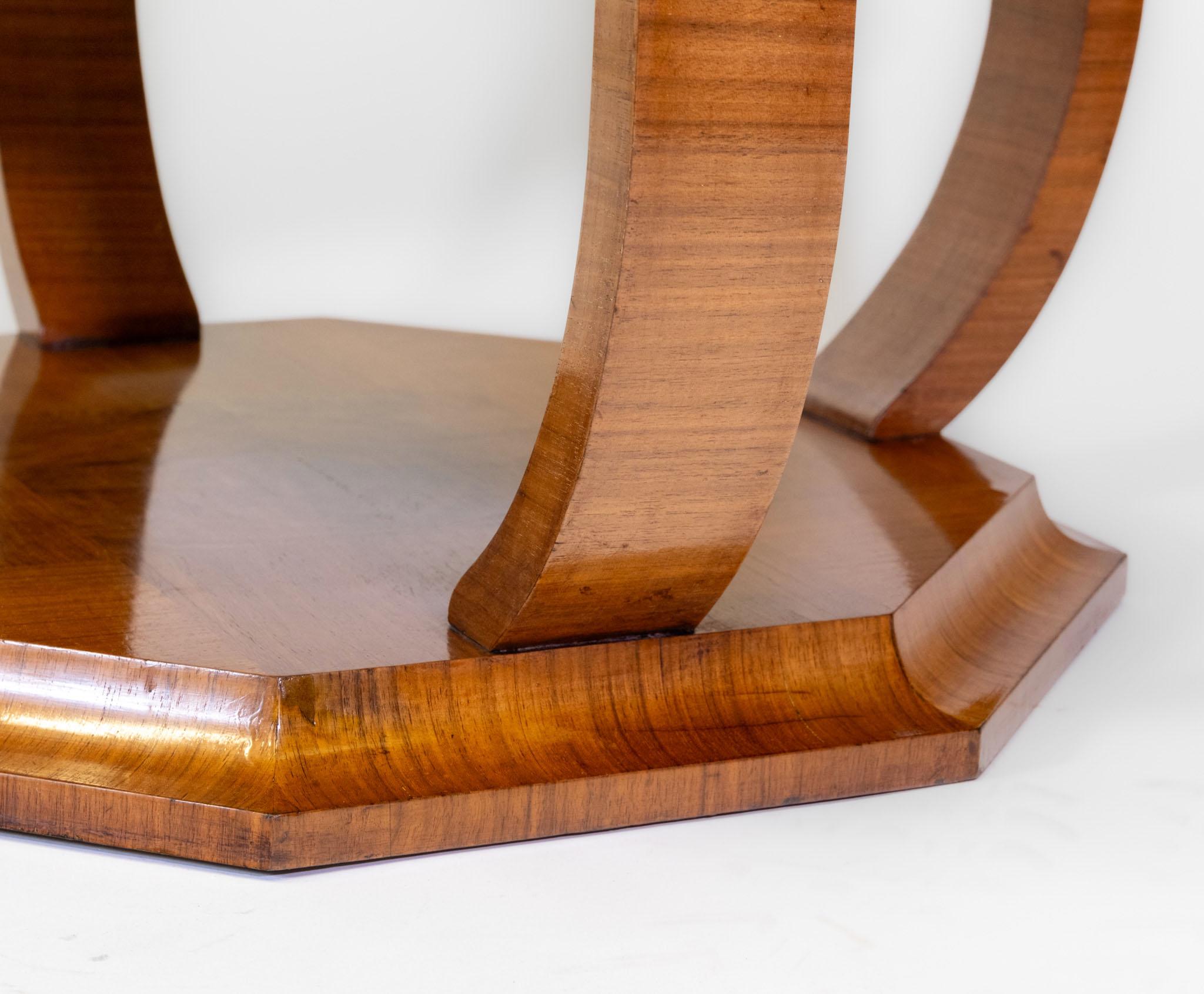 Stylish Art Deco Geometric Pattern Walnut Large Octagonal Coffee Table For Sale 2