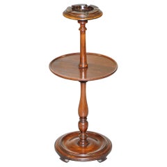 Stylish Art Deco Mahogany Two Tiered Smokers Side Table with Built in Ashtray