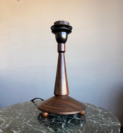 Stylish Art Deco / Mid-Century Table Lamp in Figured Dark Hardwood