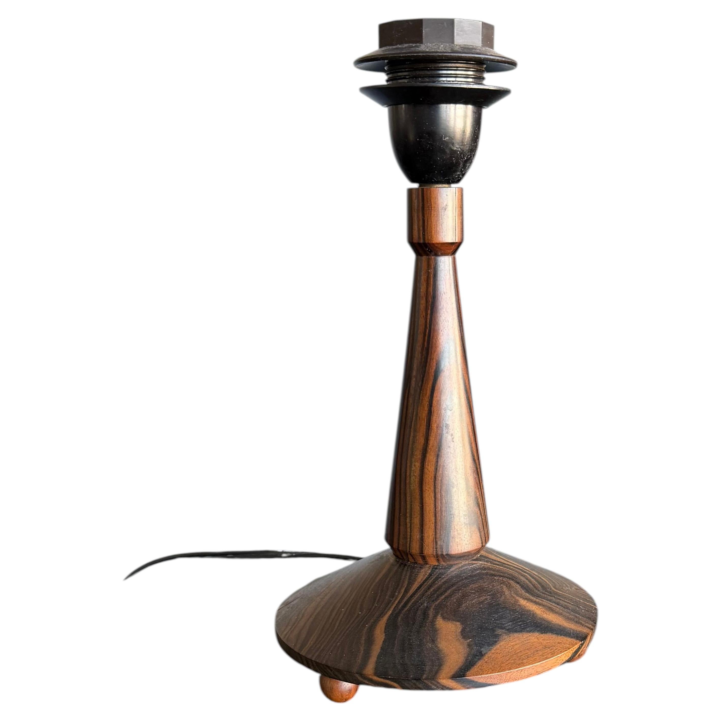 Stylish Art Deco / Mid-Century Table Lamp in Figured Dark Hardwood