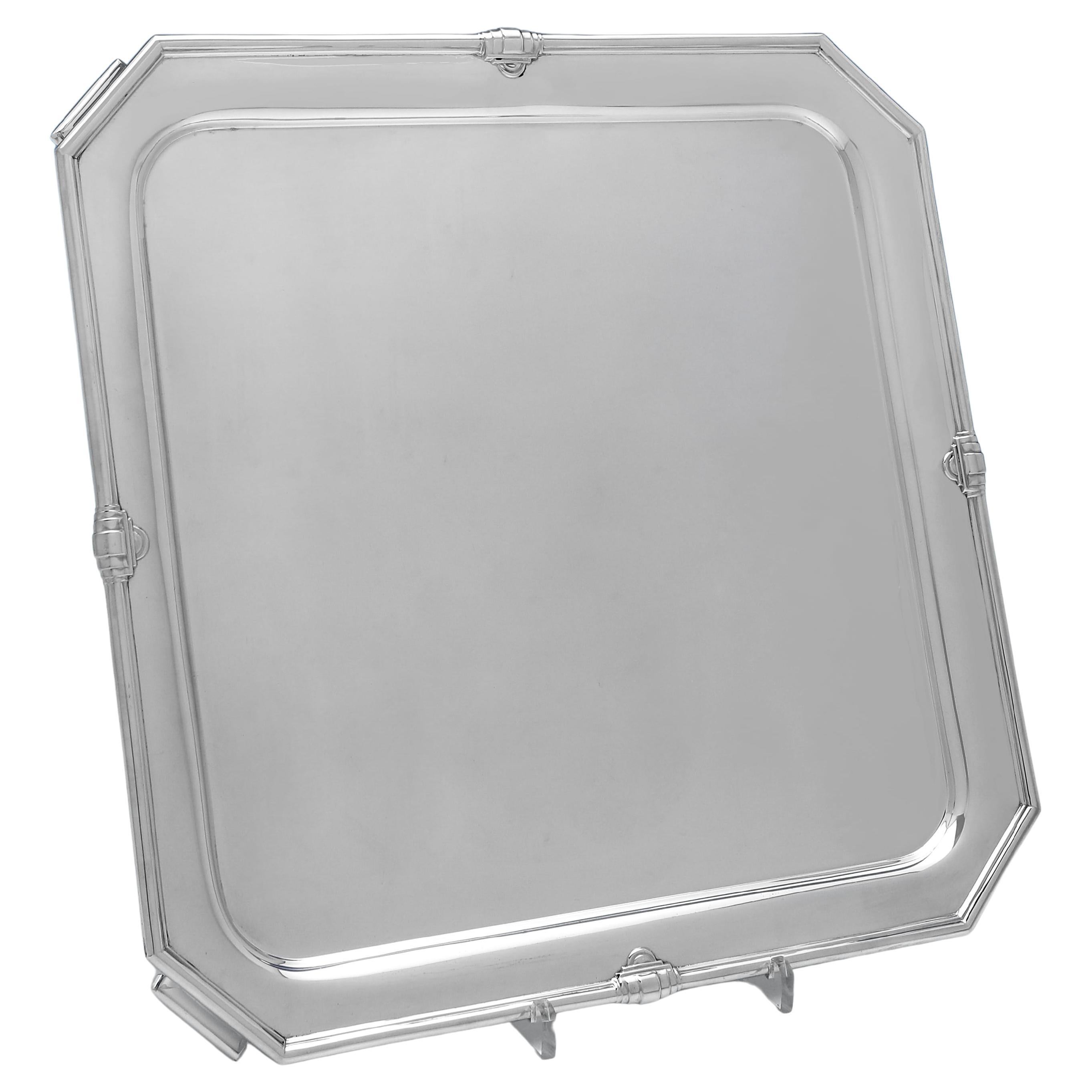 Elegante Bandeja de Plata de Ley de la Época Art Déco - Fabricada en 1930 por Frank Cobb