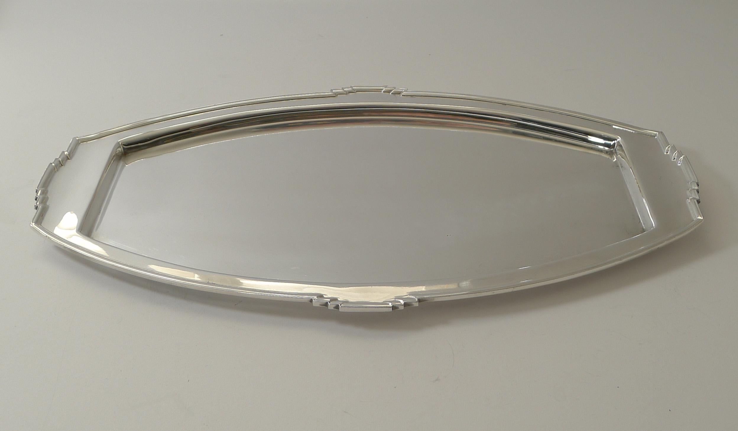 Mid-20th Century Stylish Art Deco Silver Plated Cocktail Tray, Reg. No. for 1933