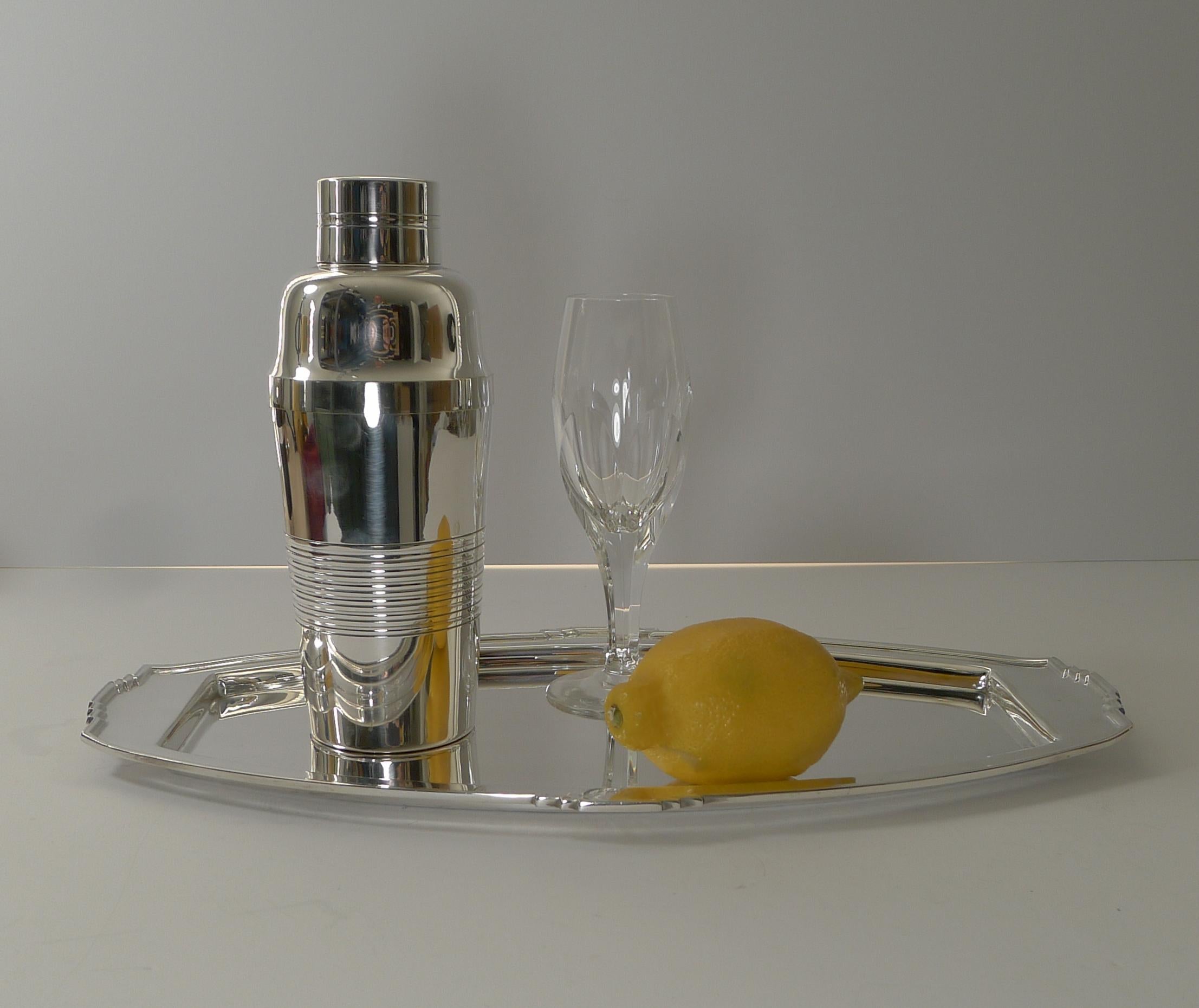 Stylish Art Deco Silver Plated Cocktail Tray, Reg. No. for 1933 1