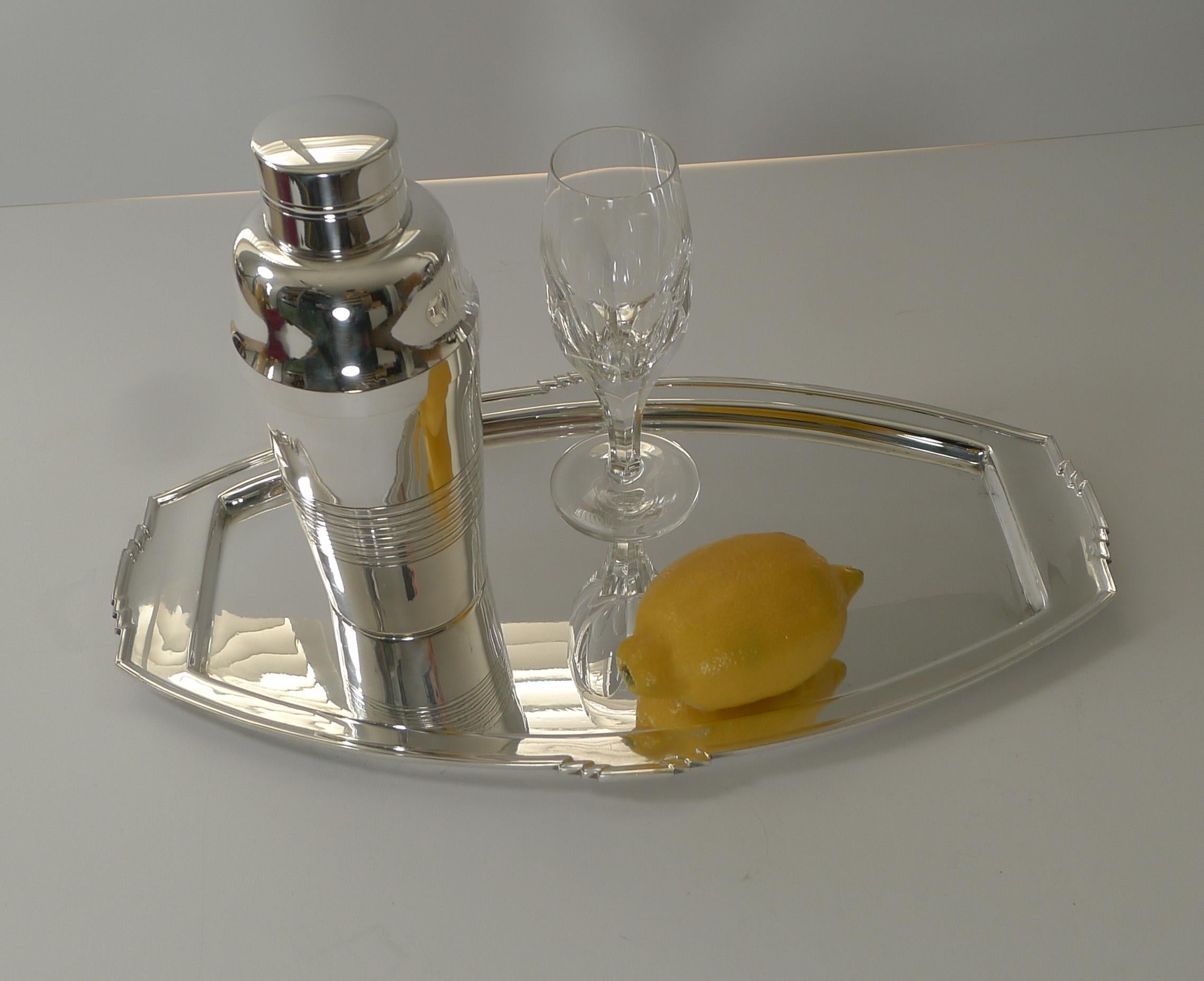 Stylish Art Deco Silver Plated Cocktail Tray, Reg. No. for 1933 2