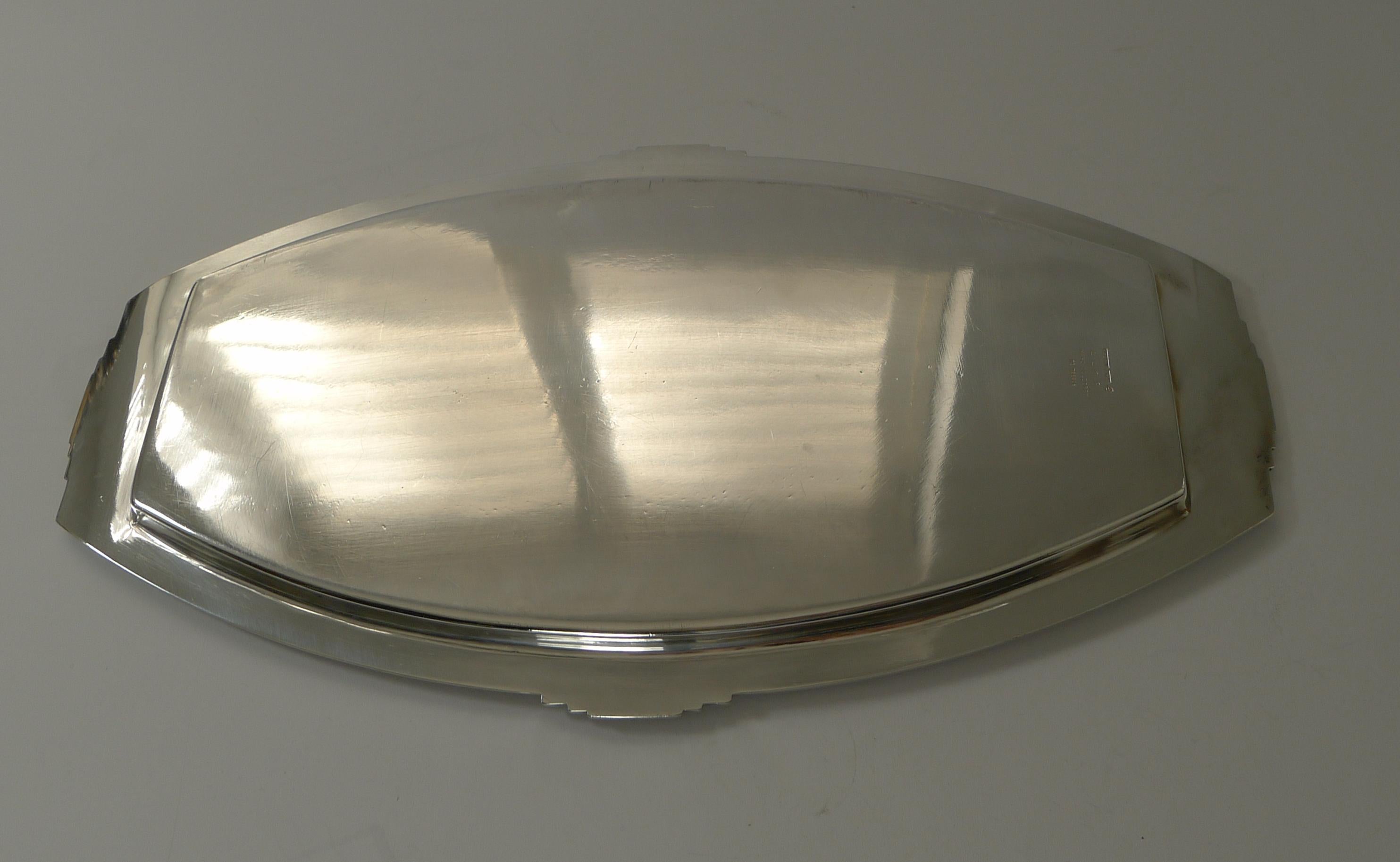 Stylish Art Deco Silver Plated Cocktail Tray, Reg. No. for 1933 3