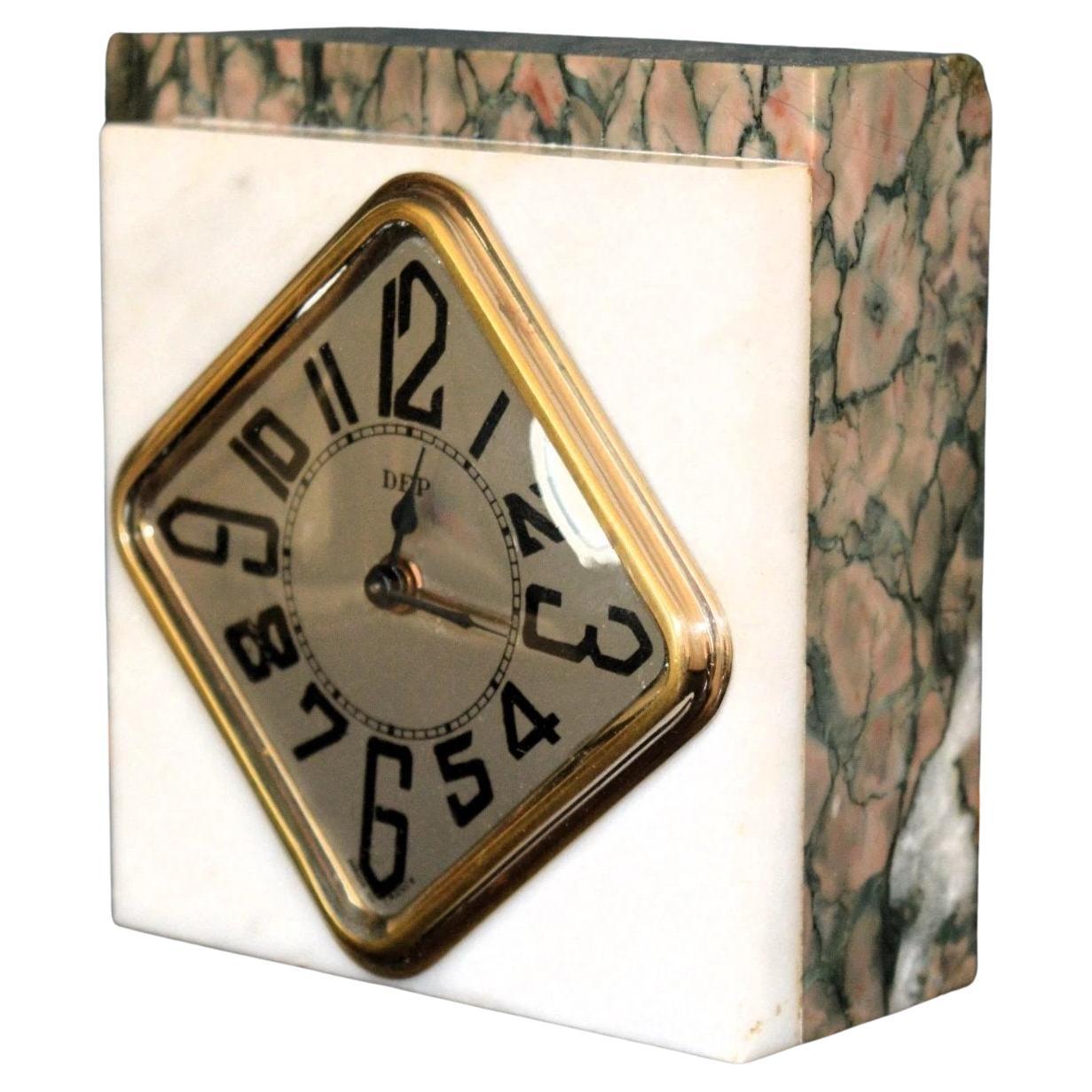 Stilvolle Art Deco kleine Marmor & Chrom Uhr mit Alarm von DEP, Französisch, C1930 im Angebot 2
