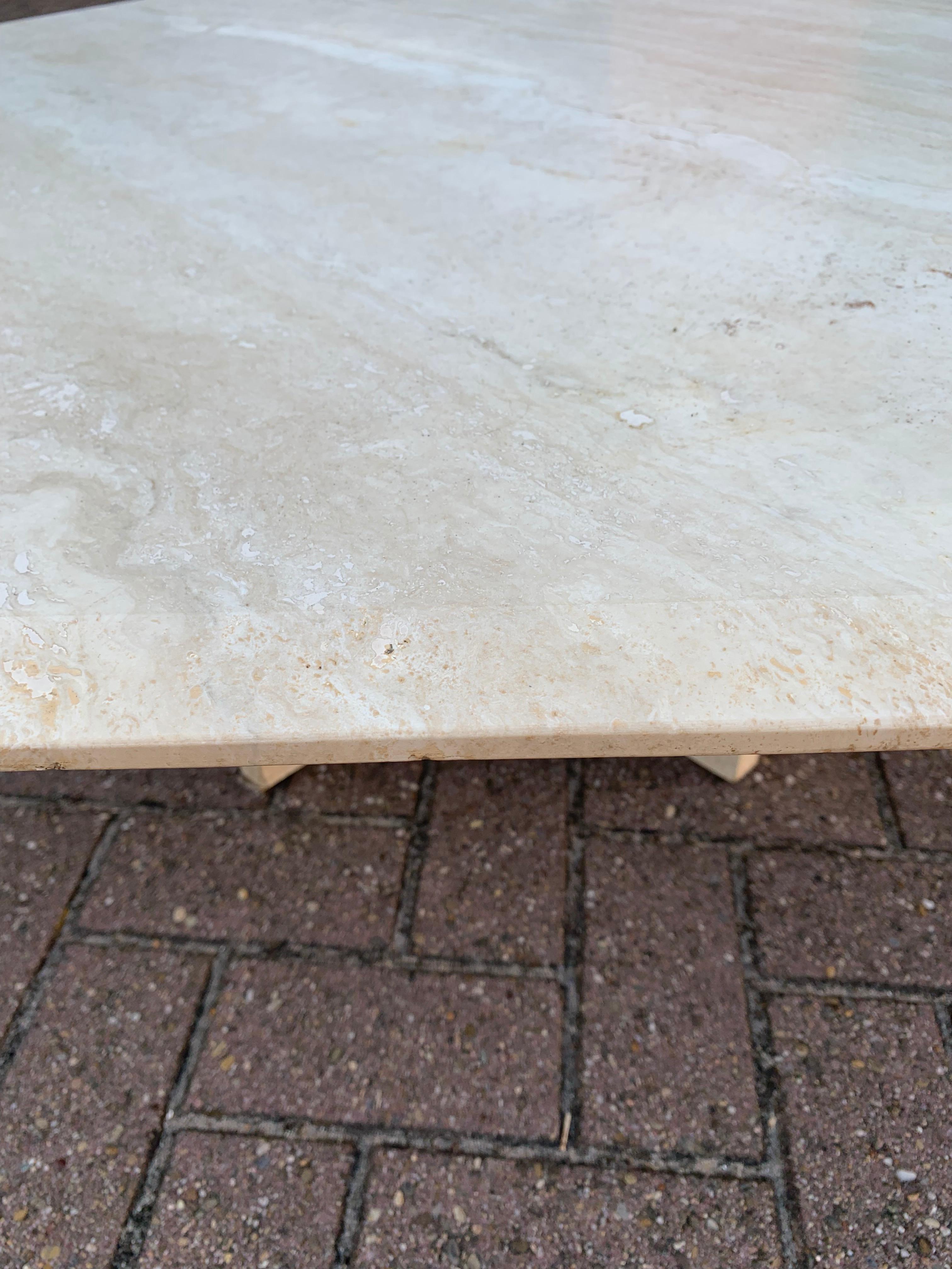 Stylish Midcentury Modern Octagonal Travertine Stone Coffee / Sofa Table, 1960 For Sale 9