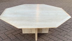 Stylish Midcentury Modern Octagonal Travertine Stone Coffee / Sofa Table, 1960