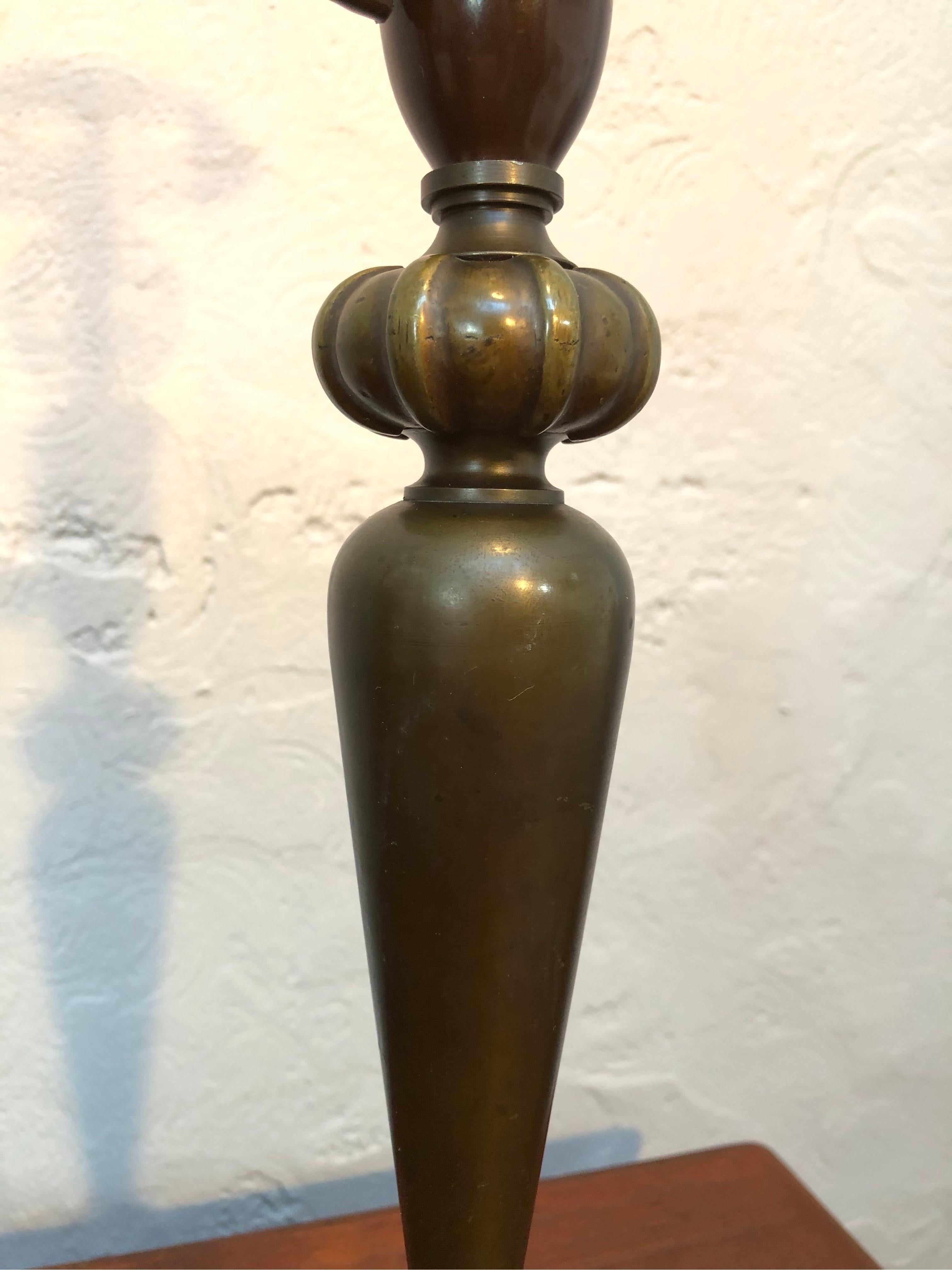 Hand-Crafted Stylish Art Deco Table Lamp in Cast Brass For Sale