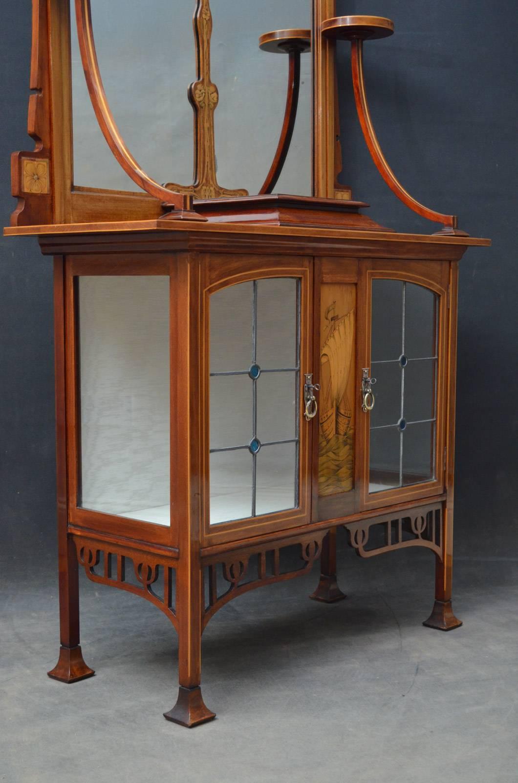Stylish Art Nouveau Cabinet with Mirror For Sale 6