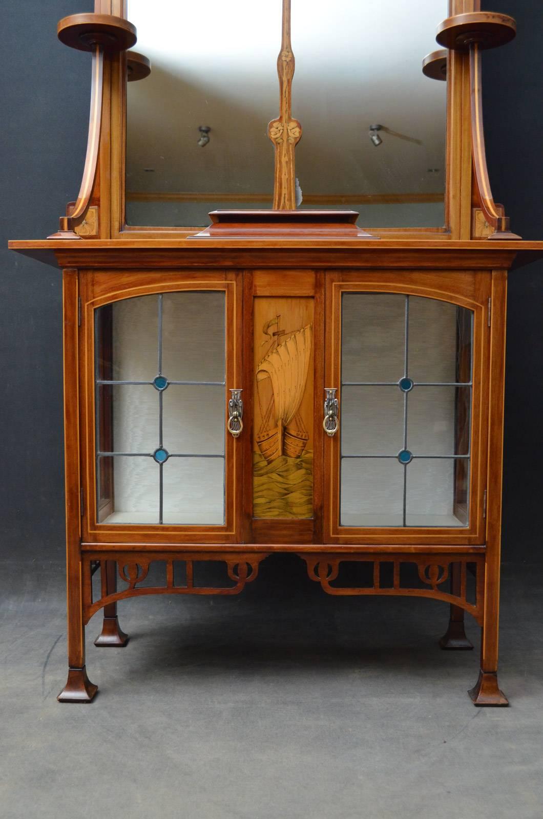 Stylish Art Nouveau Cabinet with Mirror For Sale 7
