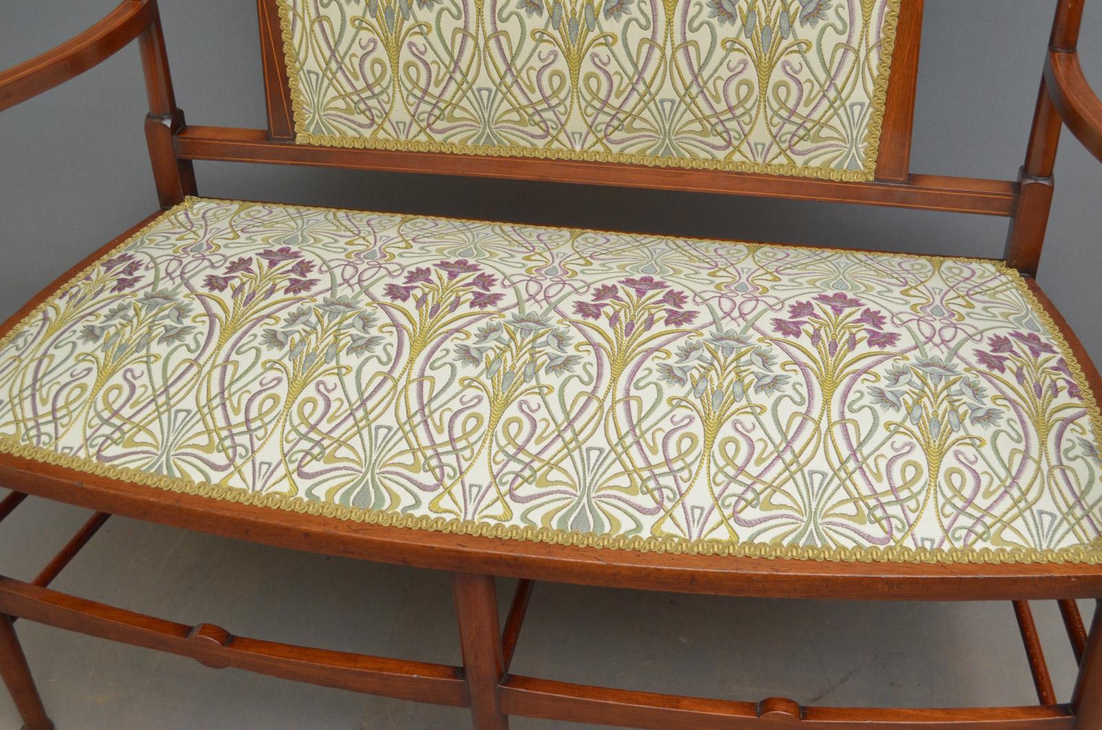 Early 20th Century Stylish Art Nouveau Mahogany Settee, Sofa