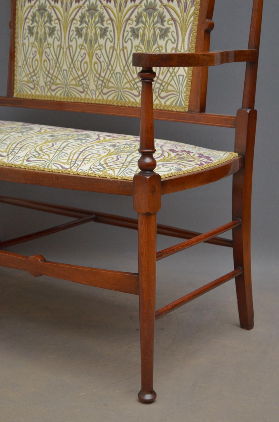Stylish Art Nouveau Mahogany Settee, Sofa 1