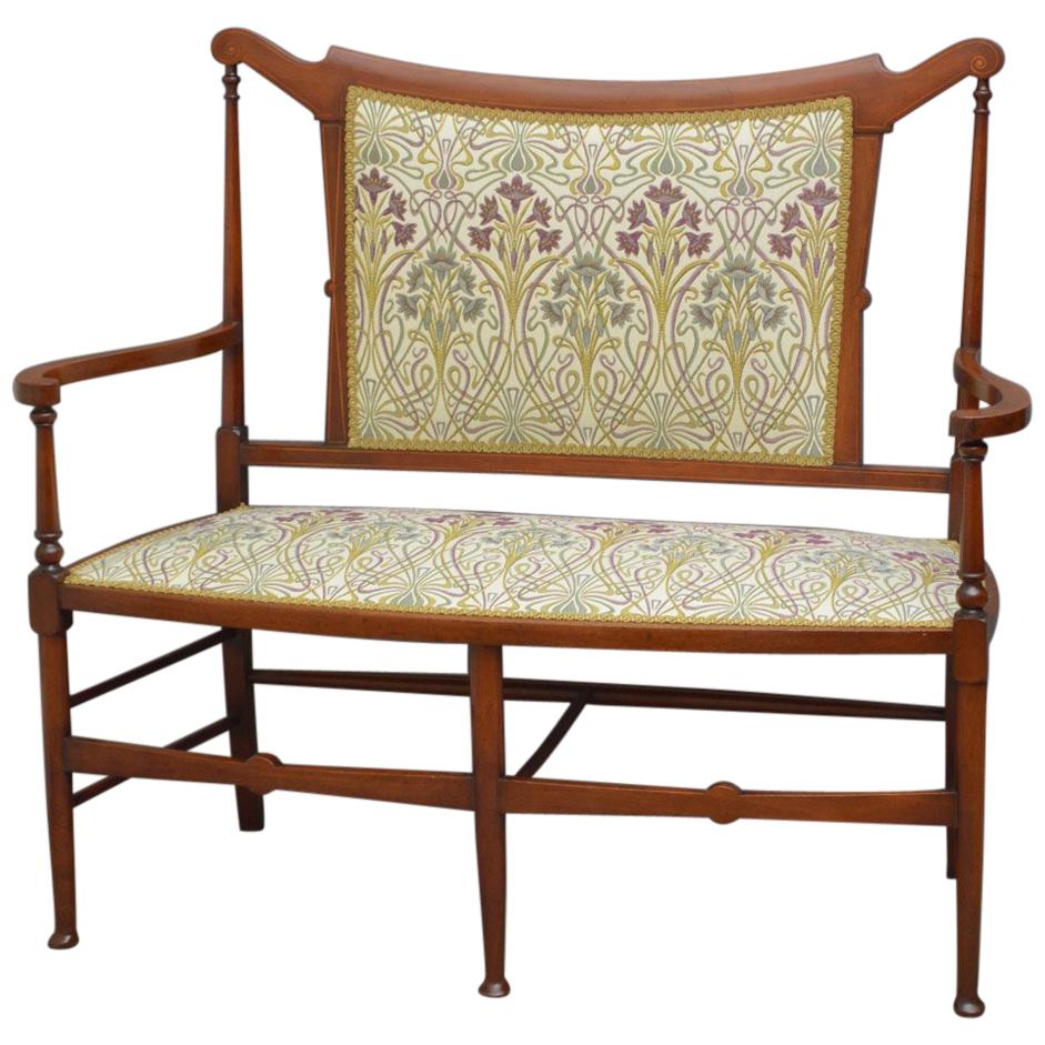 Stylish Art Nouveau Mahogany Settee, Sofa