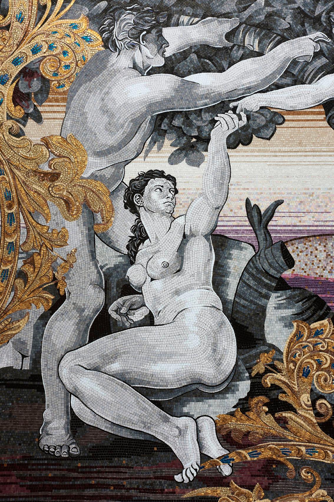 Italiano Elegante mosaico artistico fatto a mano  Foglia d'oro personalizzabile in vendita