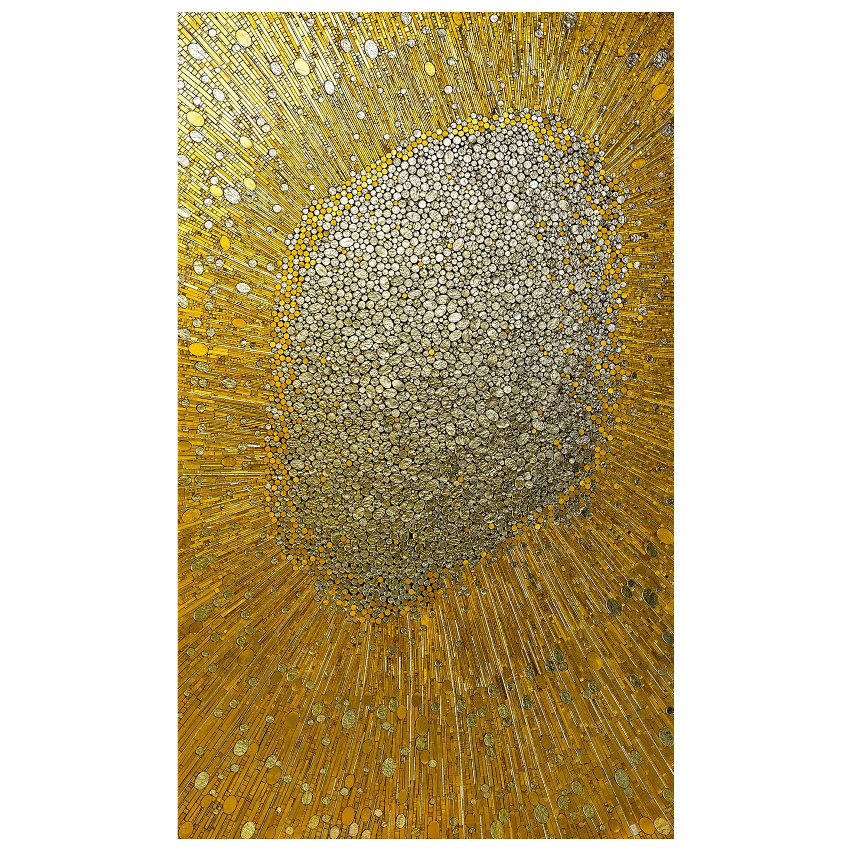 Mosaïque artistique élégante faite à la main en feuille d'or, personnalisable