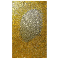 Stylish Artistic Mosaic Handmade on Aluminum Panel Gold Leaf Customizable