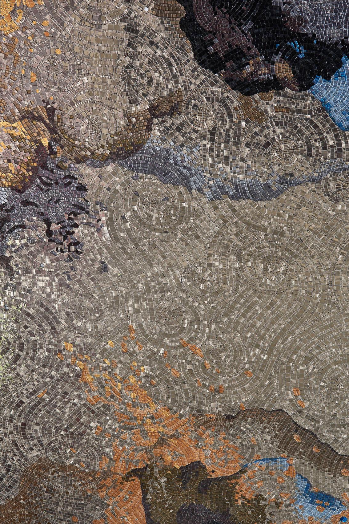 Elegante Mosaico Artístico Hecho a Mano de Pan de Oro y Platino Moderno en venta