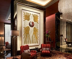 Stylish Artistic Mosaic Handmade  Gold Leaf Glass & Marble Mosaic