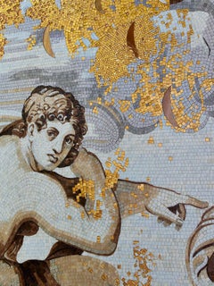 Stylish Artistic Mosaic Handmade on Aluminum Panel Gold Leaf Customizable