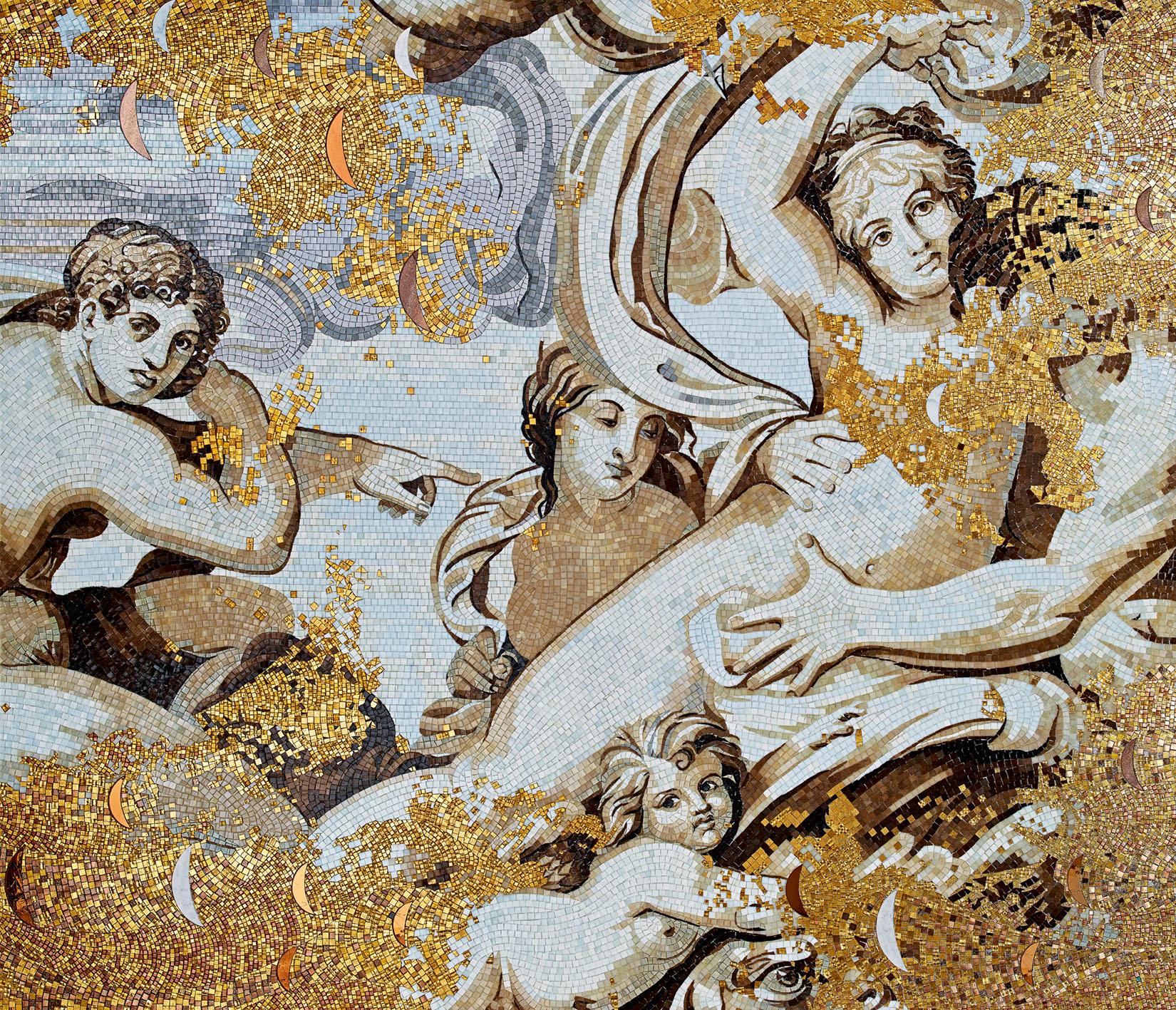 Stilvolles künstlerisches Mosaik Handgemachtes Blattgold Anpassbar (Moderne) im Angebot