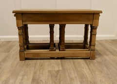Stylish Arts and Crafts Nest Of Oak Tables