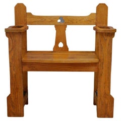 Stylish Arts and Crafts Oak Bench of Narrow Proportions