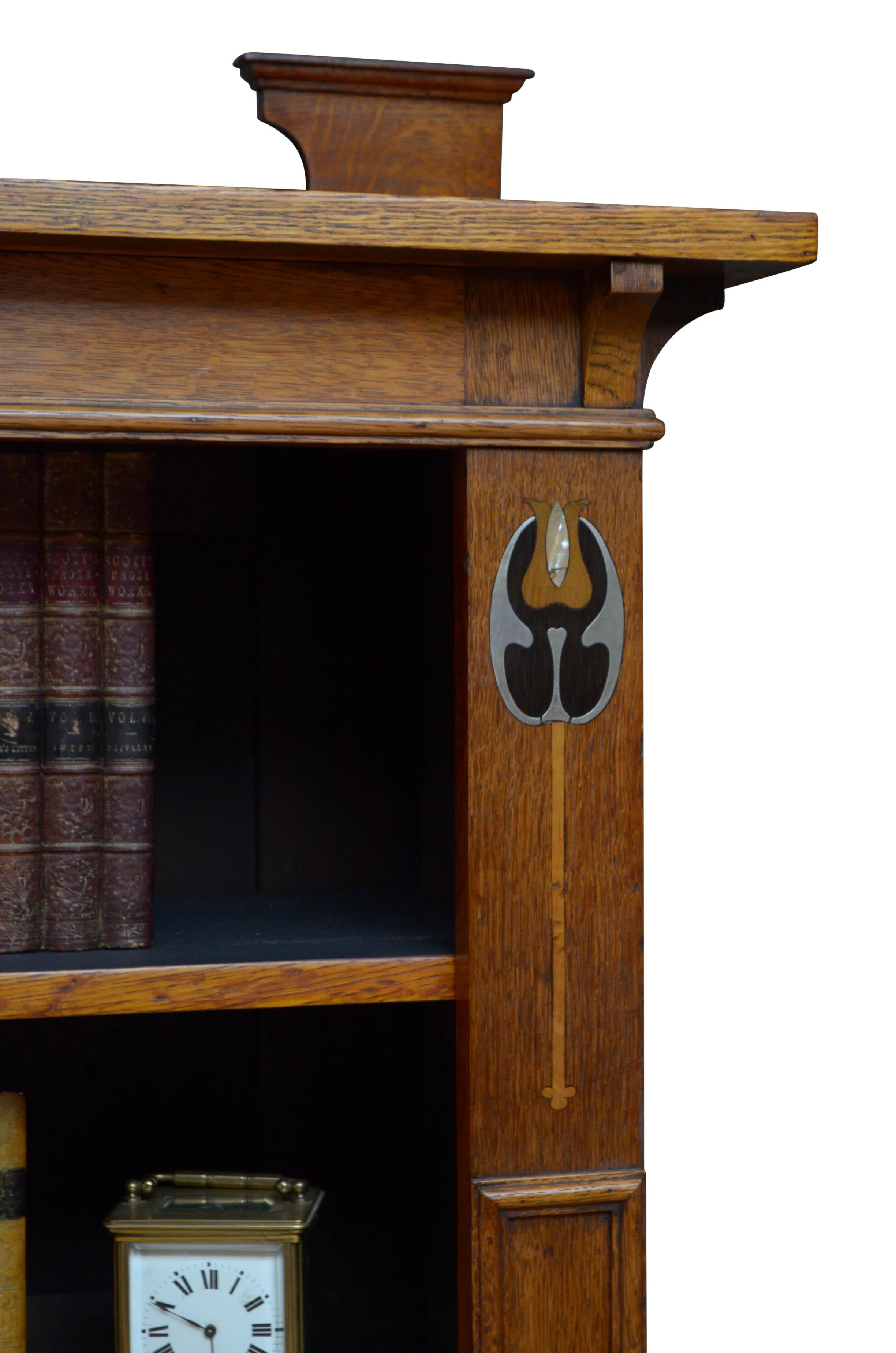 Stylish Arts & Crafts Open Bookcase in Solid Oak 2