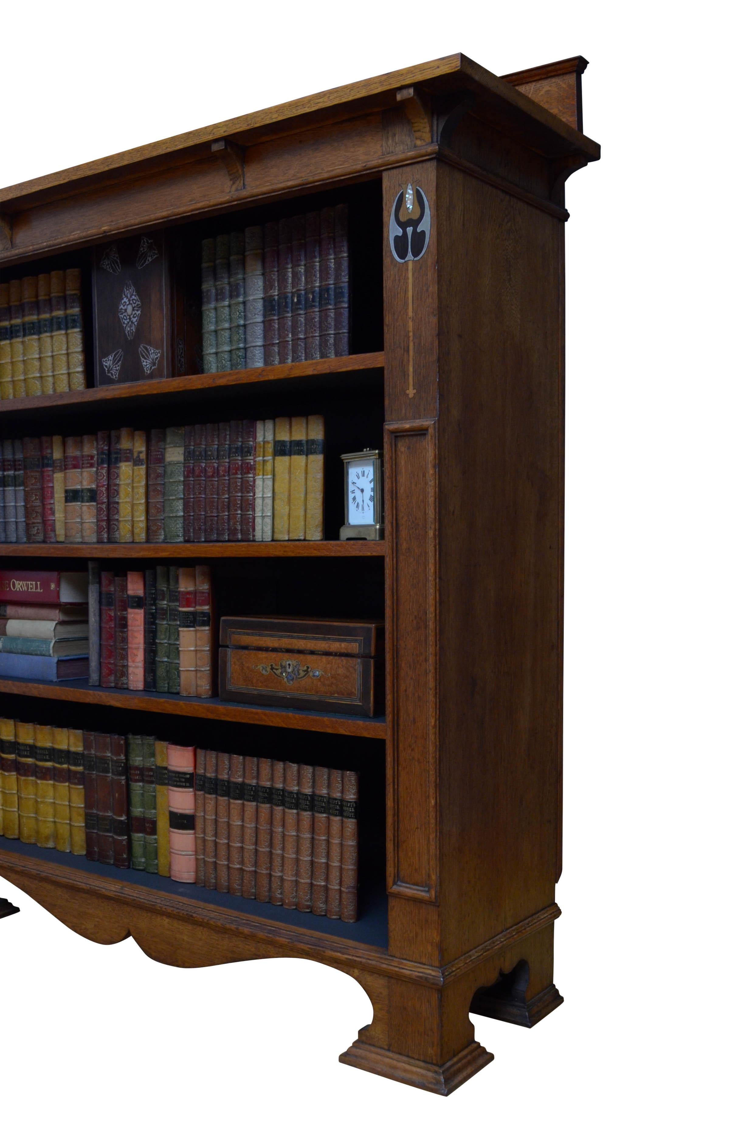 Stylish Arts & Crafts Open Bookcase in Solid Oak 3