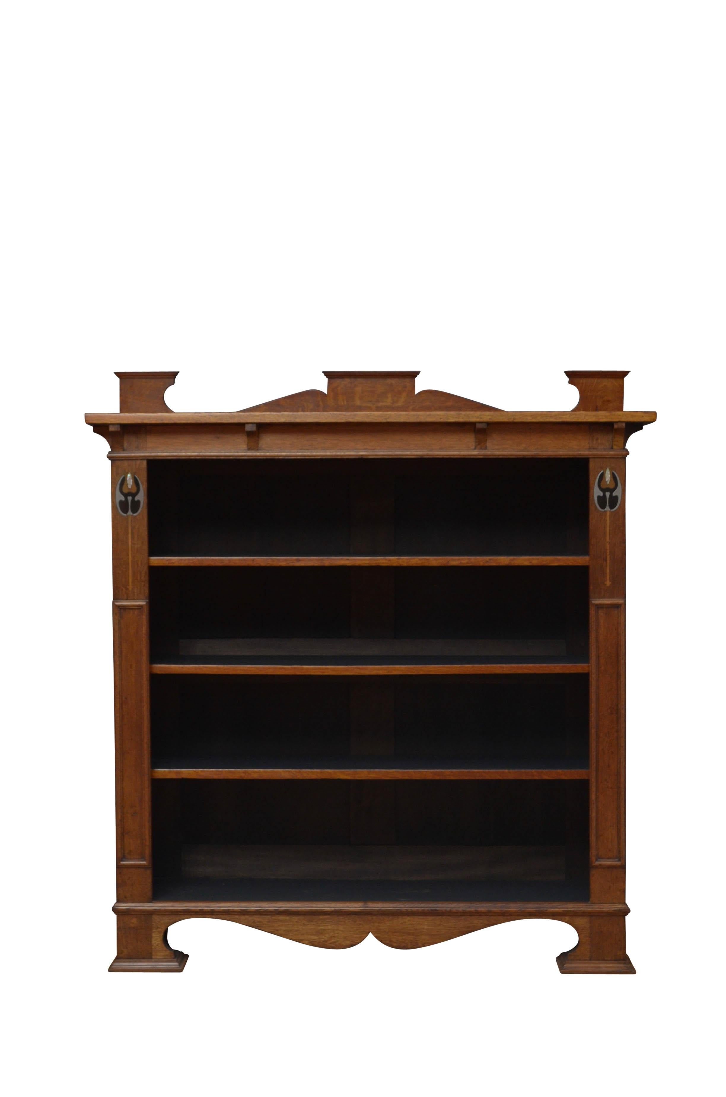 Stylish Arts & Crafts Open Bookcase in Solid Oak 6