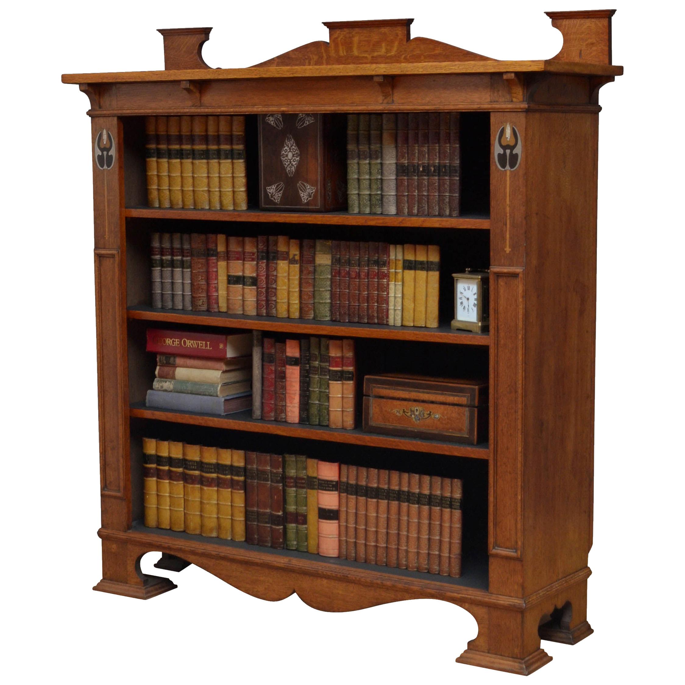 Stylish Arts & Crafts Open Bookcase in Solid Oak