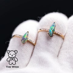 Stilvoller australischer Boulder-Opal- und Diamant-Verlobungsring aus 18 Karat Gelbgold