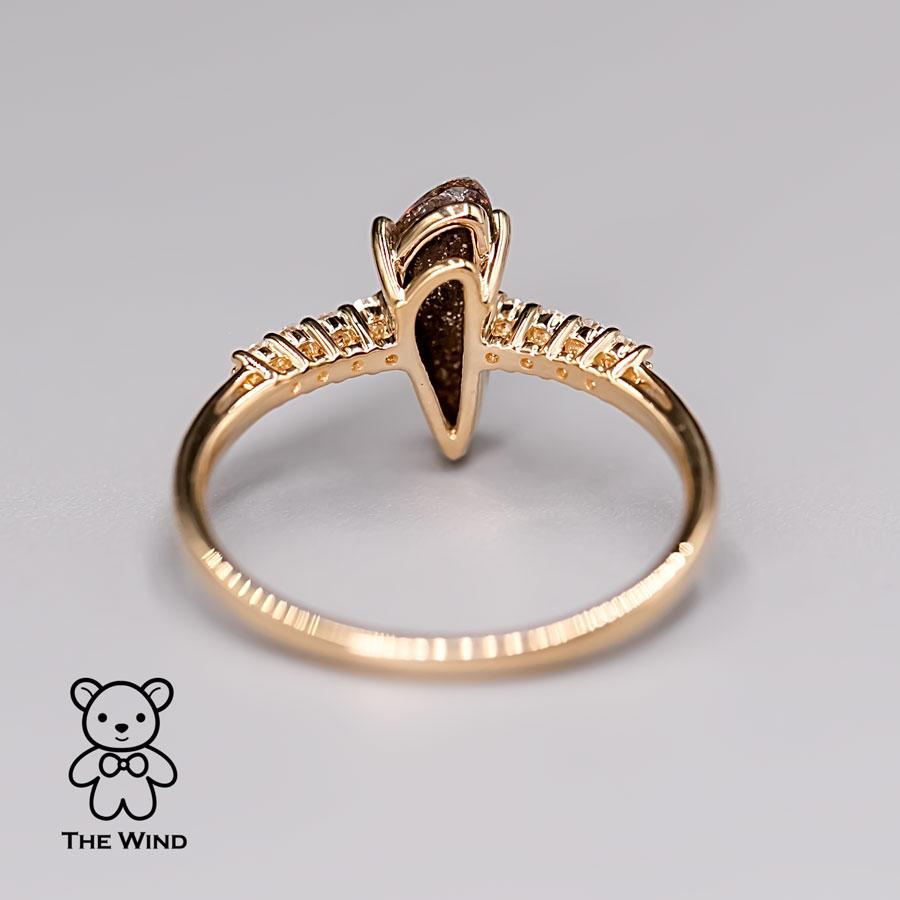 Artist Stylish Australian Boulder Opal & Diamond Engagement Ring 18K Yellow Gold For Sale