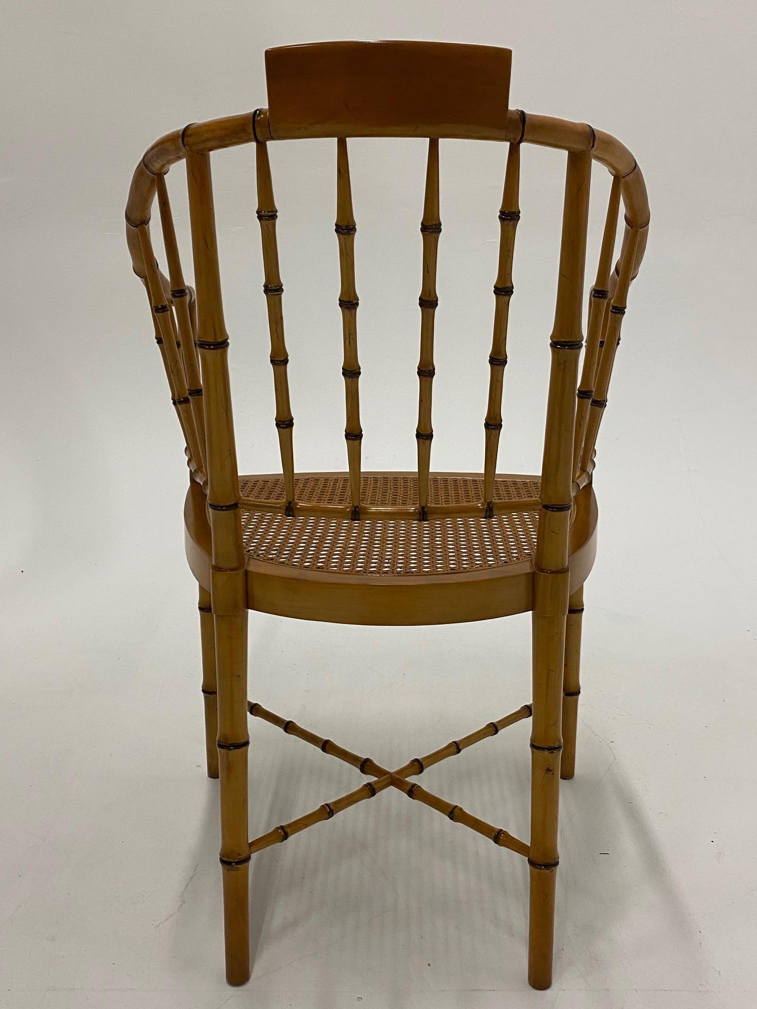 Mid-20th Century Stylish Baker Faux Bamboo and Cane Regency Style Armchair