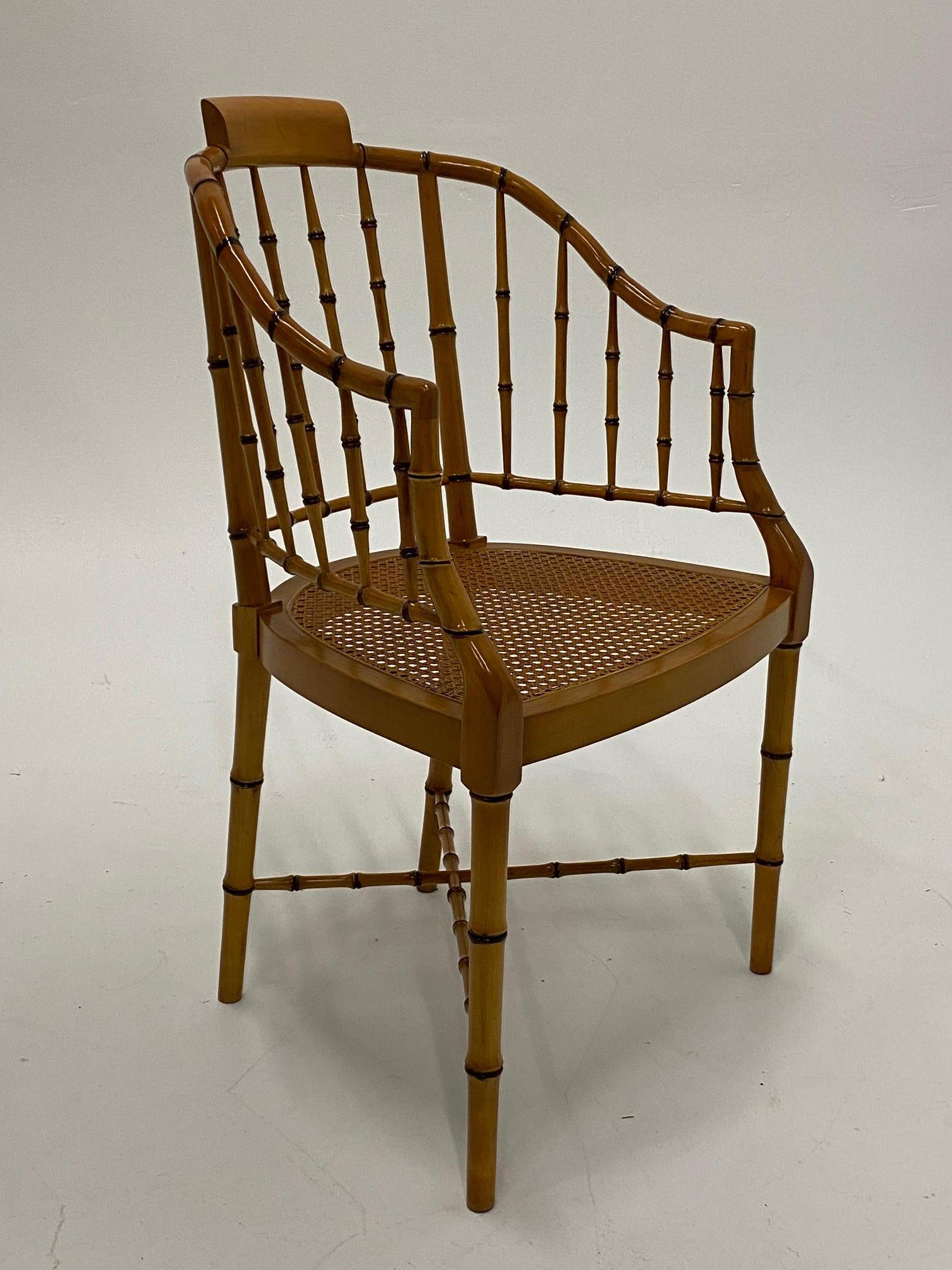 Stylish Baker Faux Bamboo and Cane Regency Style Armchair 2