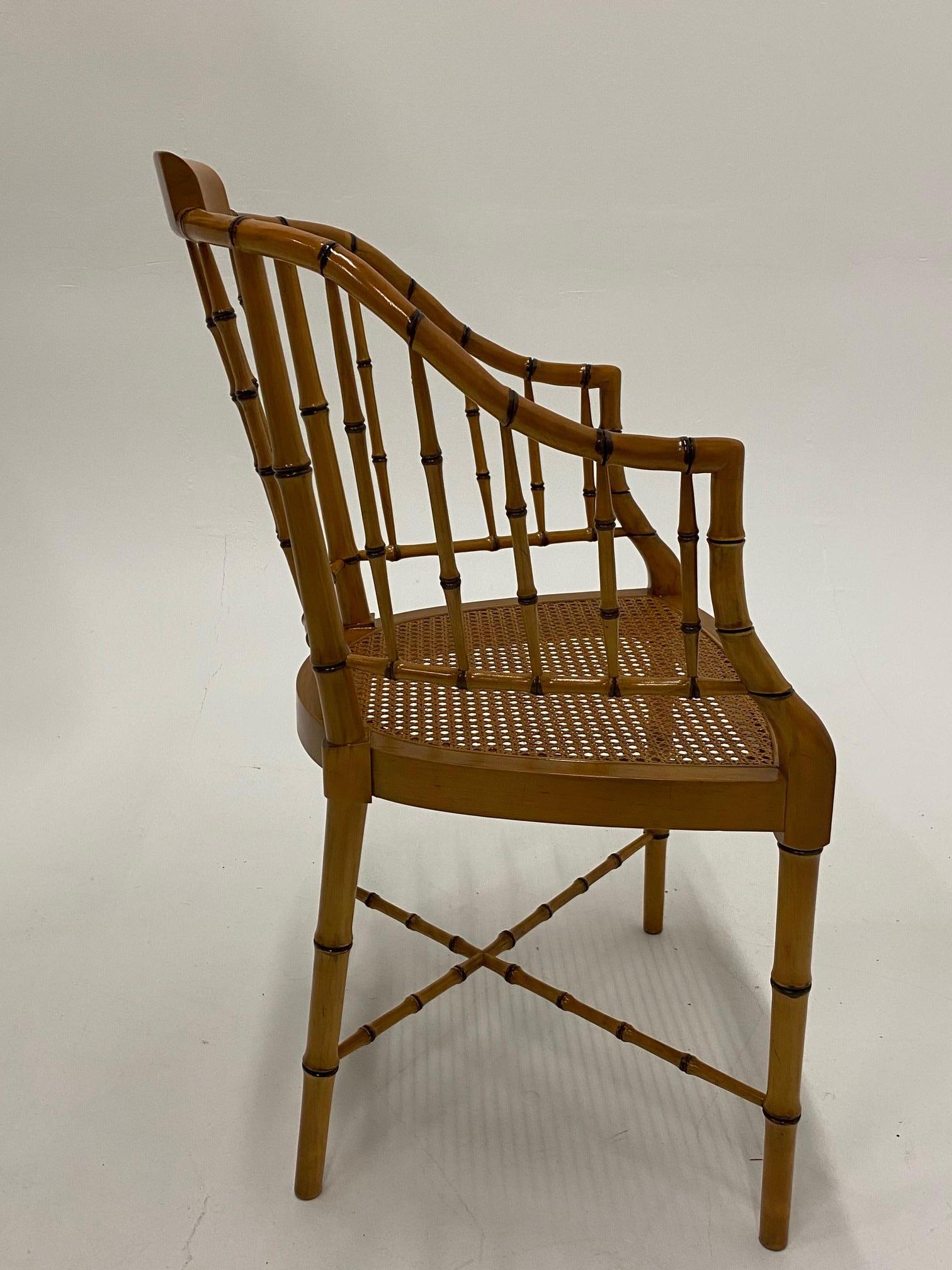 Stylish Baker Faux Bamboo and Cane Regency Style Armchair 4
