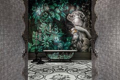 Cheminée élégante décorée à la main avec une mosaïque artistique personnalisable