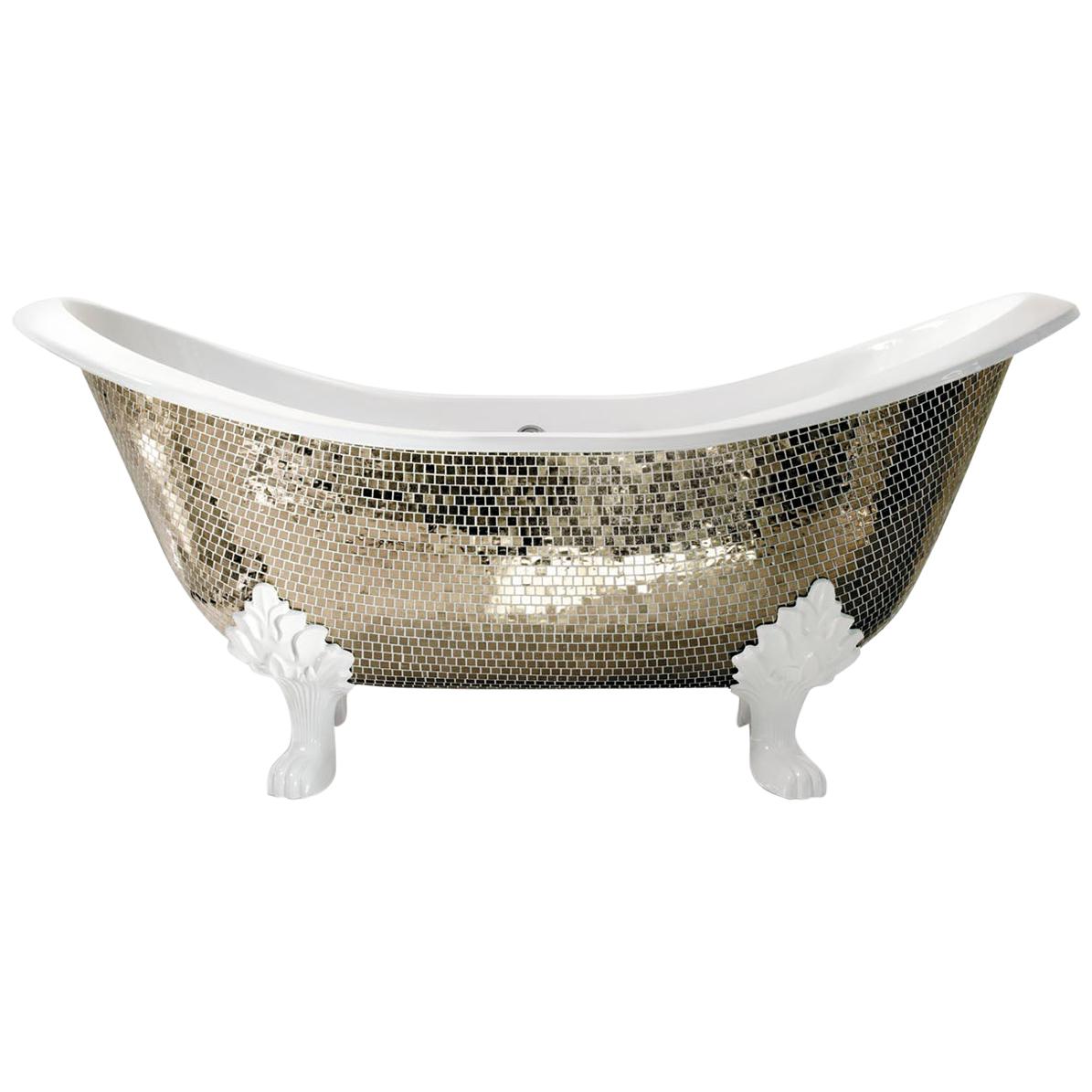 Stylish Bathtub Hand Decorated with Mosaic Platinum Leaf on Back