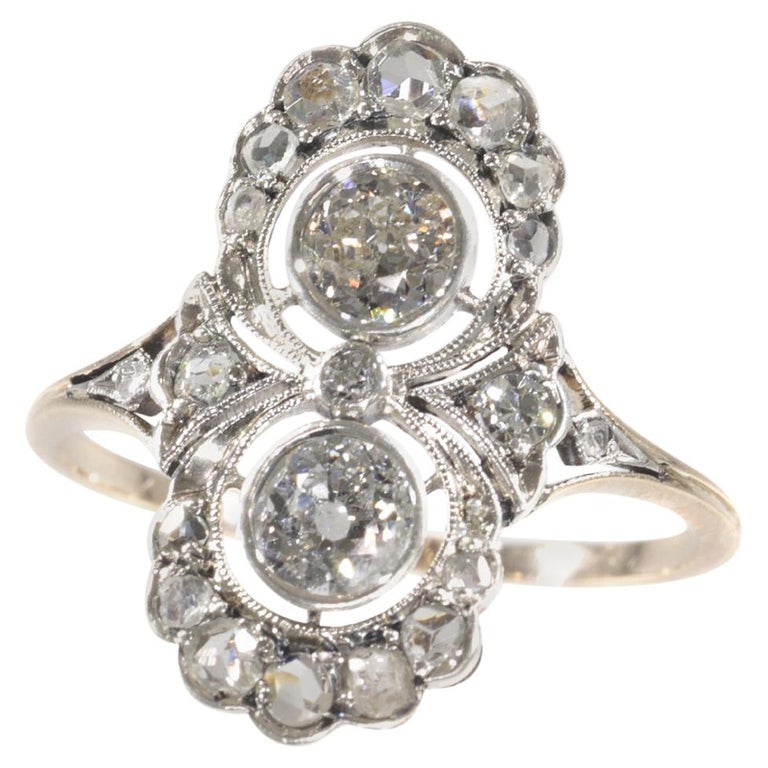 Stylish Belle Epoque Diamond Engagement Ring, 1910s For Sale at 1stDibs