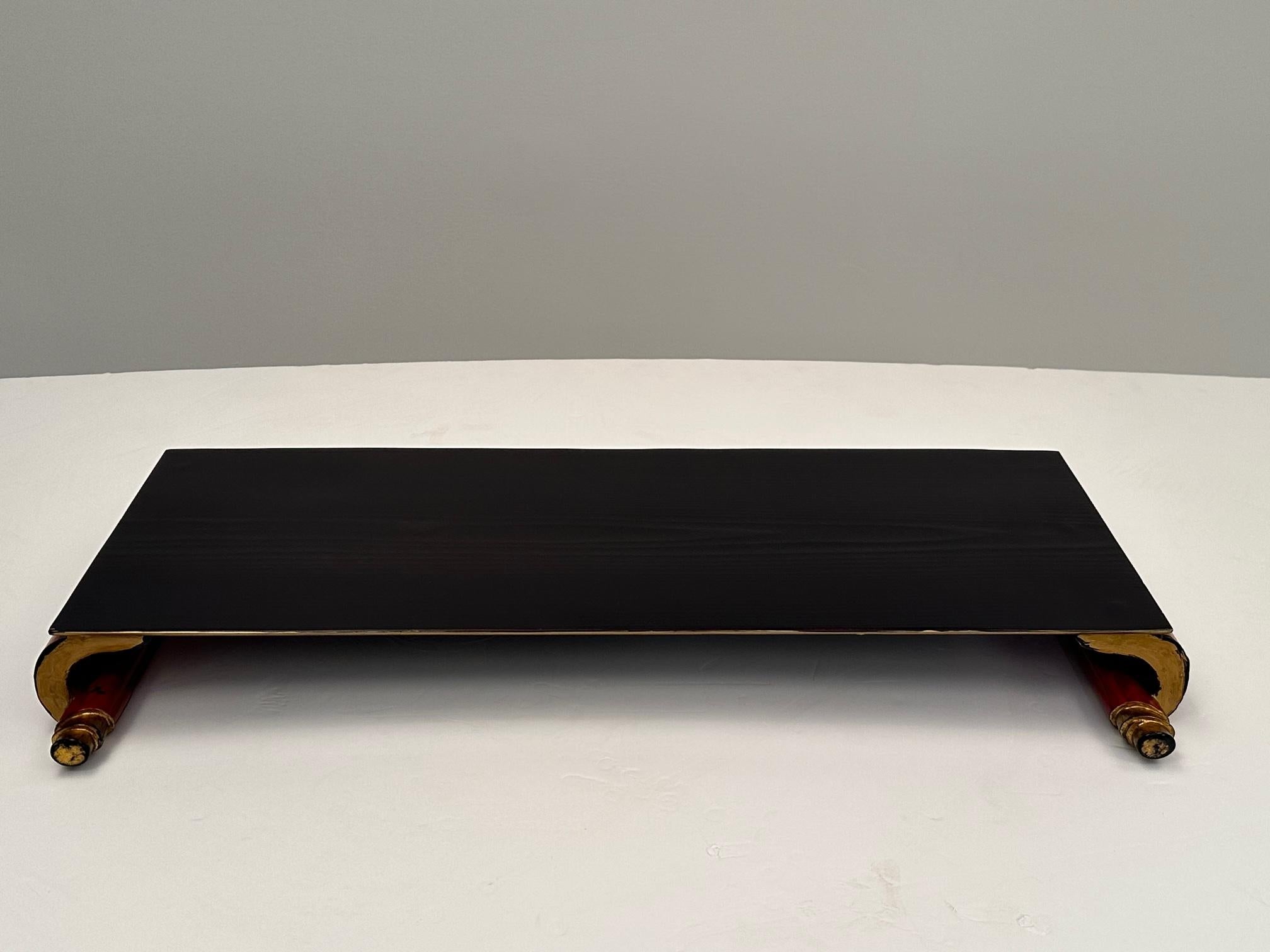 Chinese Stylish Black and Red Lacquered Asian Stand For Sale