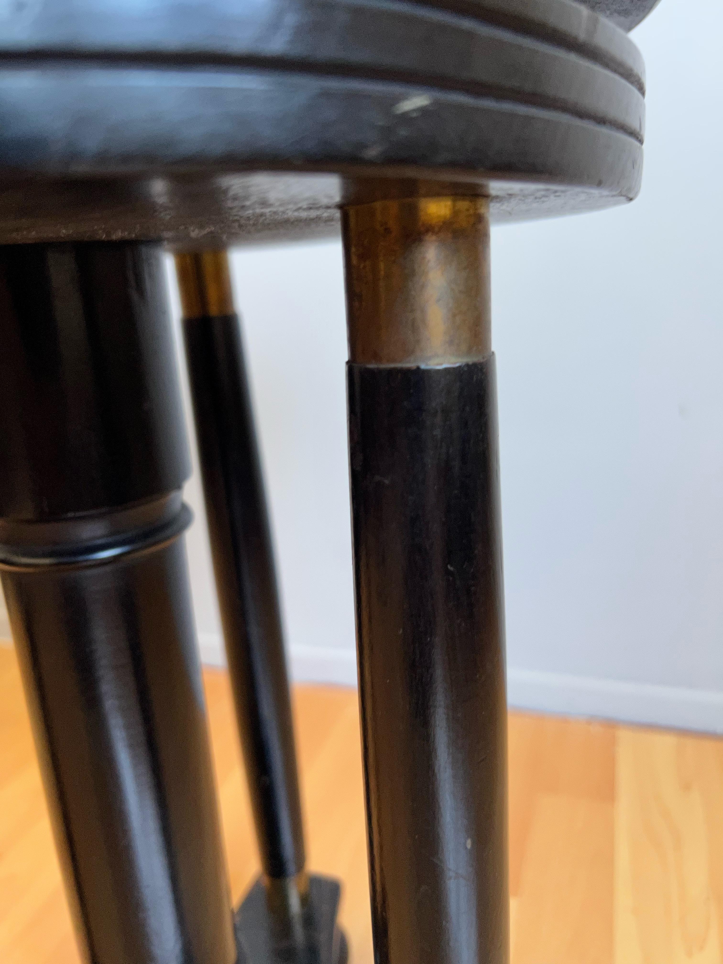 Stylish Blackened Wooden and Brass Art Deco Desk or Piano Swivel Stool, ca 1900 For Sale 3